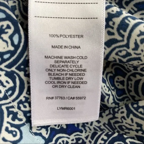 laundry by shelli segal blue white paisley top size XS - Picture 10 of 10